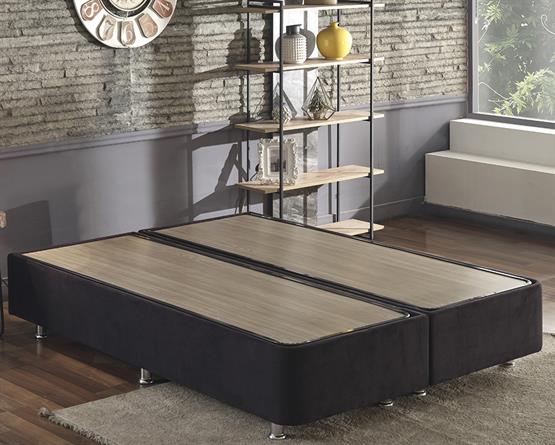 Niron Ela Baza -150x200 cm Çift Kişilik Sandıklı Siyah Kumaş Baza Silinebilir Soho Kumaş