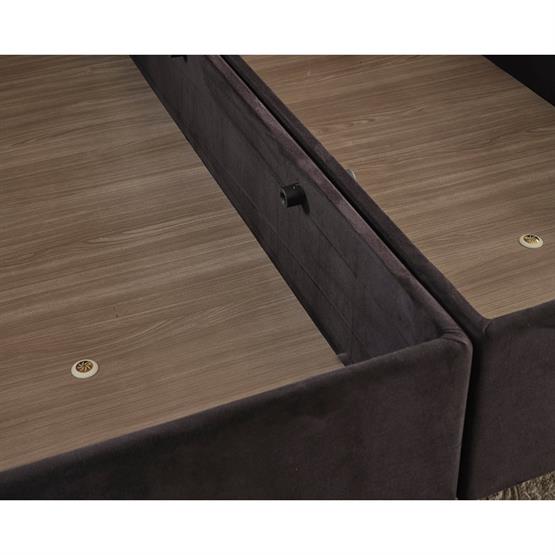 Niron Ela Baza -200x200 cm Çift Kişilik Sandıklı Siyah Kumaş Baza Silinebilir Soho Kumaş