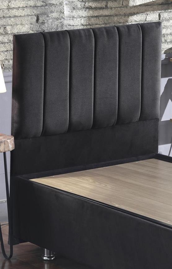 Niron Ela Baza ve Başlık Seti -100x200 cm Tek Kişilik Siyah Kumaş Baza ve Başlığı Silinebilir Soho Kumaş