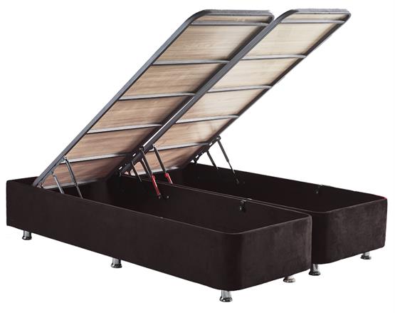 Niron Ela Baza ve Başlık Seti 140x190 cm Çift Kişilik Siyah Kumaş Baza ve Başlığı Silinebilir Soho Kumaş