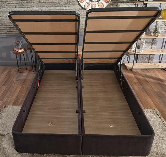 Niron Ela Baza ve Başlık Seti 180x200 cm Çift Kişilik Siyah Kumaş Baza ve Başlığı Silinebilir Soho Kumaş