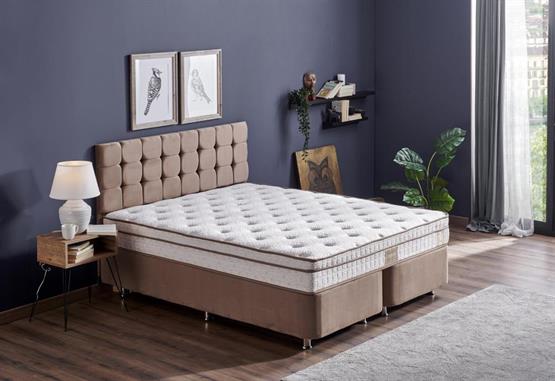 Niron Helen 150x200 Çift Kişilik Yatak Baza Başlık Seti Aloe Vera Yatak, Kumaş Baza, Başlık Takımı