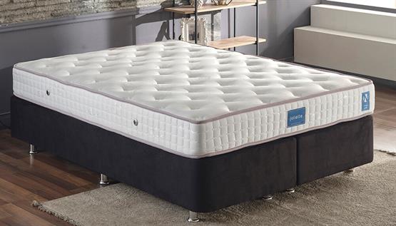 Niron Juliette 140x190 cm Çift Kişilik Lüks Yatak Seti - Siyah Kumaş Baza, Başlık ve Yatak Takımı