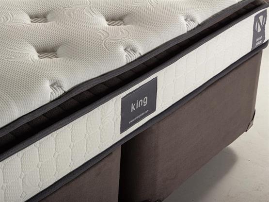 Niron King Yatak Seti 180x200 Çift Kişilik Yatak Baza Başlık Takımı Füme