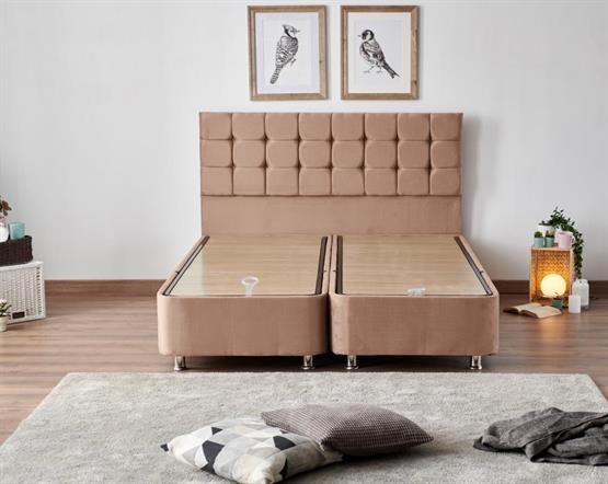 Niron Latte 180x200 cm Çift Kişilik Yatak Baza Başlık Seti - Sert Yatak, Kumaş Baza ve Başlık Takımı