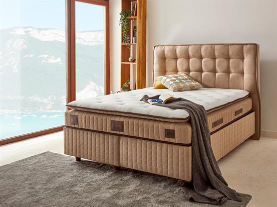 Niron Majesty Yatak 160x200 Çift Kişilik Pedli Ekstra Lüks Yumuşak Yatak Pamuklu Keten Kumaş 30 cm