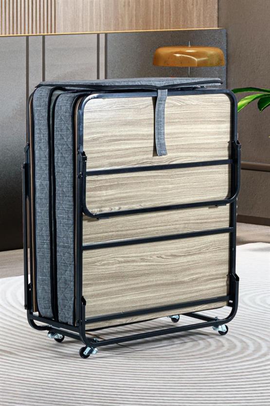 Niron Otel Katlanır Yatak - 90x200 cm Tek Kişilik Yaylı Yatak ve Karyola