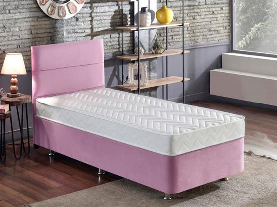 Niron Pinky 120x200 Tek Kişilik Yatak Seti - Pembe Kumaş Baza, Başlık ve Yatak Takımı