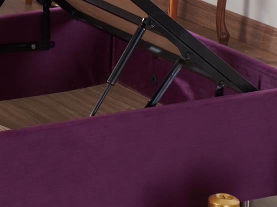 Niron Purple Baza - 90x190 cm Tek Kişilik Sandıklı Mor Kumaş Baza Silinebilir Soho Kumaş