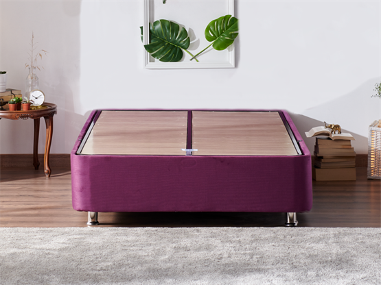 Niron Purple Baza 120x200 cm Tek Kişilik Sandıklı Mor Kumaş Baza Silinebilir Soho Kumaş