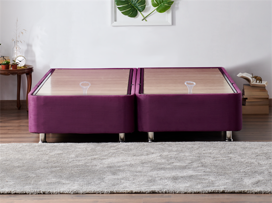 Niron Purple Baza 140x190 cm Çift Kişilik Sandıklı Mor Kumaş Baza Silinebilir Soho Kumaş