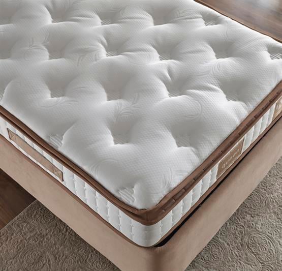 Niron Queen 100x200 cm Tek Kişilik Pedli Yatak Seti - Sütlü Kahve Kumaş Baza, Başlık ve Yatak Takımı