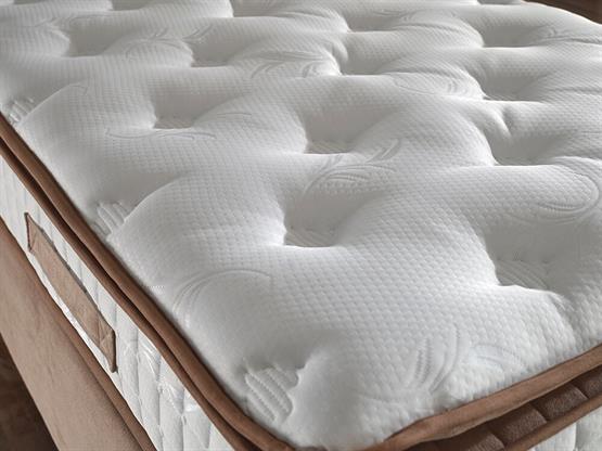 Niron Queen Çift Kişilik Pedli Yatak Seti 150x200 Sütlü Kahve Kumaş Baza, Başlık ve Yatak Takımı