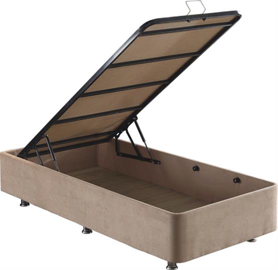 Niron Rama Baza ve Başlık Seti - 80x180 cm Tek Kişilik Sütlü Kahve Kumaş Baza ve Başlığı Soho Kumaş