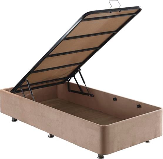 Niron Rama Baza ve Başlık Seti - 90x190 cm Tek Kişilik Sütlü Kahve Kumaş Baza ve Başlığı Soho Kumaş