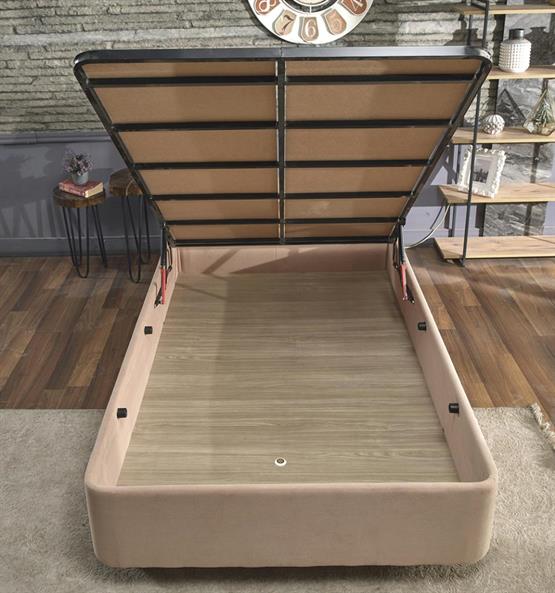 Niron Rama Baza ve Başlık Seti 120x200 cm Tek Kişilik Sütlü Kahve Kumaş Baza ve Başlığı Soho Kumaş