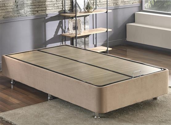 Niron Rama Baza ve Başlık Seti 120x200 cm Tek Kişilik Sütlü Kahve Kumaş Baza ve Başlığı Soho Kumaş