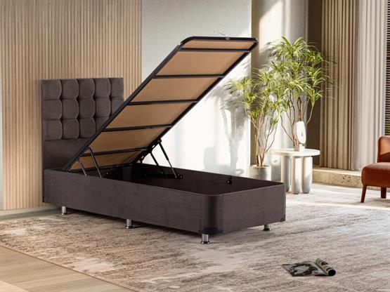 Niron Rama Füme Baza Ve Başlık Seti, Tek Kişilik 100x200 cm Baza Ve Başlık Takımı