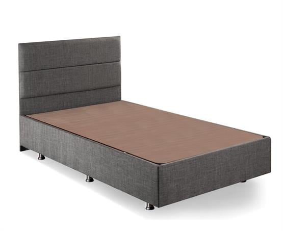 Niron Silver Baza ve Başlık Seti 120x200 cm Tek Kişilik Kaydırmaz Kumaşlı Gri Keten Baza ve Başlığı