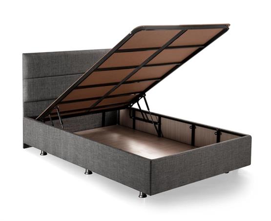 Niron Silver Baza ve Başlık Seti 120x200 cm Tek Kişilik Kaydırmaz Kumaşlı Gri Keten Baza ve Başlığı