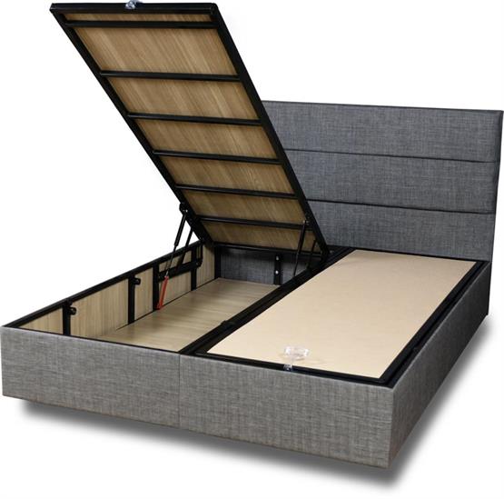 Niron Silver Baza ve Başlık Seti 160x200 cm Çift Kişilik Kaydırmaz Kumaşlı Gri Keten Baza ve Başlığı