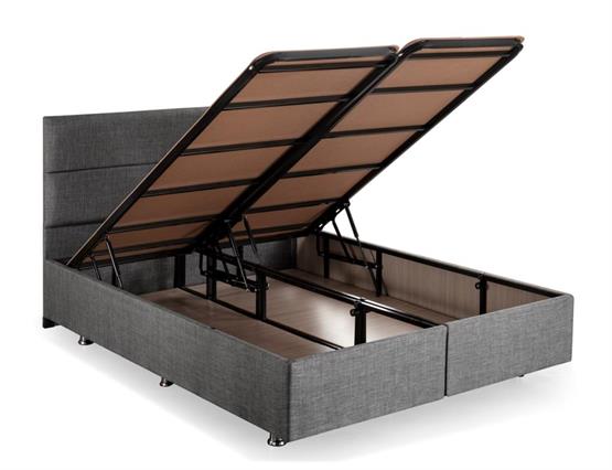 Niron Silver Baza ve Başlık Seti 180x200 cm Çift Kişilik Kaydırmaz Kumaşlı Gri Keten Baza ve Başlığı