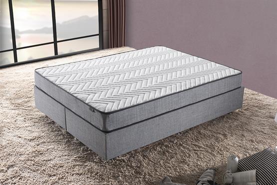 Niron Silver Yatak Baza Başlık Seti 160x200 Çift Kişilik Full Ortopedik Yatak Gri Keten Baza Başlık