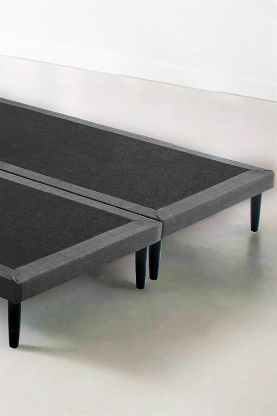 Niron Slim Baza ve Başlık Takımı 150x200 Çift Kişilik Gri Kumaş Kaplı Metal Karyola ve Başlık Seti