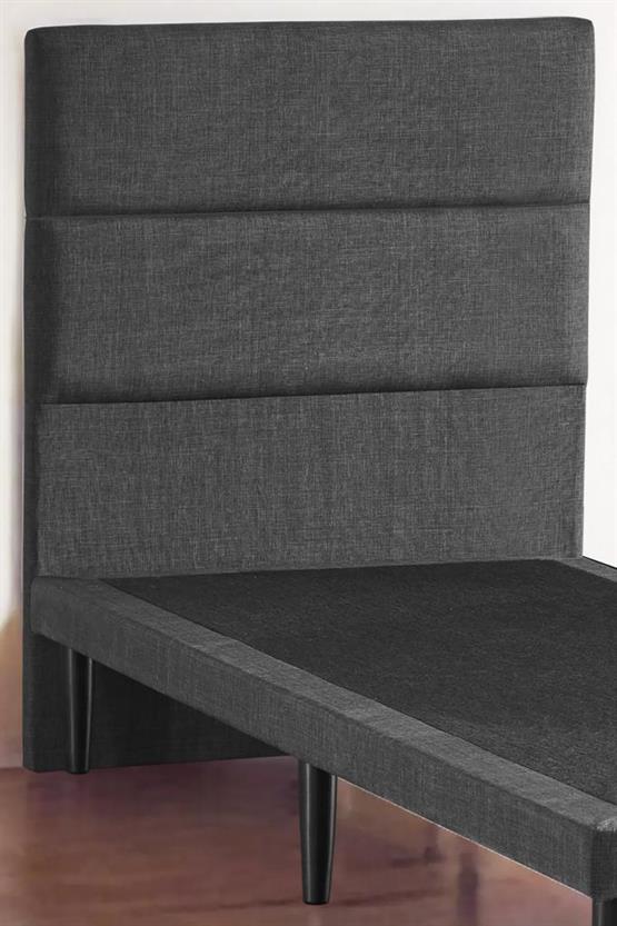 Niron Slim Baza ve Başlık Takımı 90x200 Tek Kişilik Gri Kumaş Kaplı Metal Karyola ve Başlık Seti