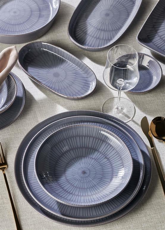 The Mia Noon Oval Servis 2li Gri 17 cm