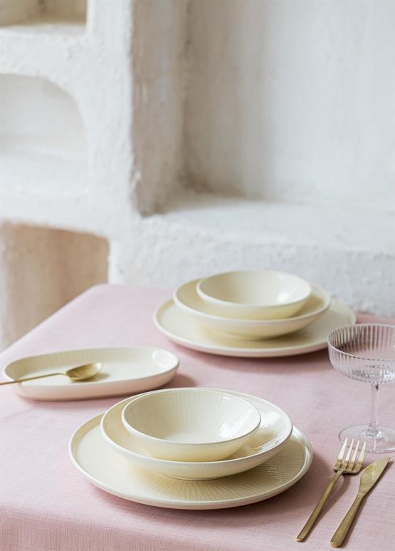 The Mia Noon Yemek Tabağı 6lı Krem 20 cm