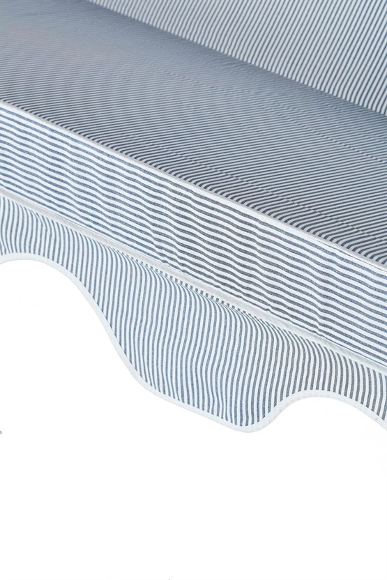 Erinöz Olea 3 Kişilik Bahçe Balkon Teras Salıncağı - Minder: Lacivert Çizgili Tente: Lacivert