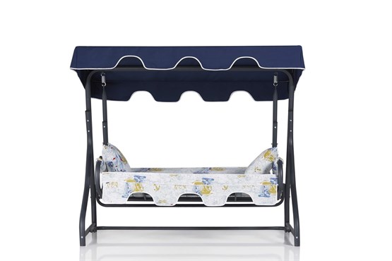 Erinöz Olea 3 Kişilik Bahçe Balkon Teras Salıncağı Minder: Denizci Tente: Lacivert