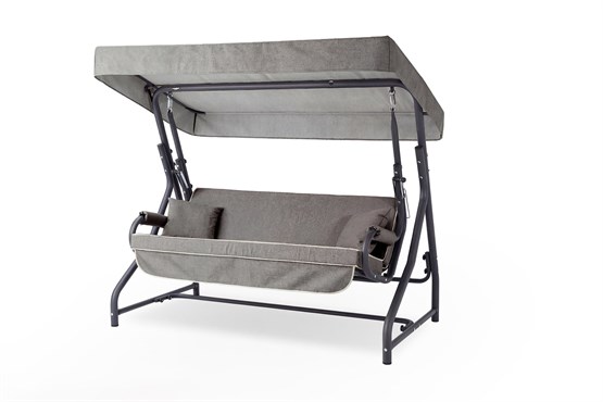 Erinöz Olea 3 Kişilik Bahçe Balkon Teras Salıncağı - Kırçıllı Gri