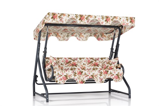 Erinöz Olea 3 Kişilik Bahçe Balkon Teras Salıncağı - İngiliz Gülü