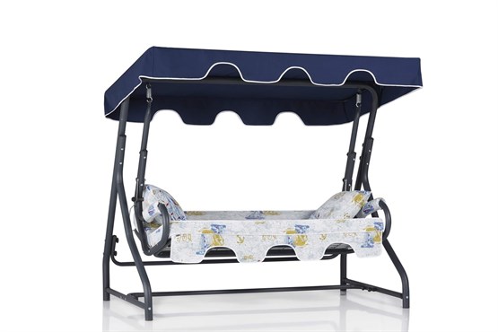 Erinöz Olea 3 Kişilik Bahçe Balkon Teras Salıncağı Minder: Denizci Tente: Lacivert