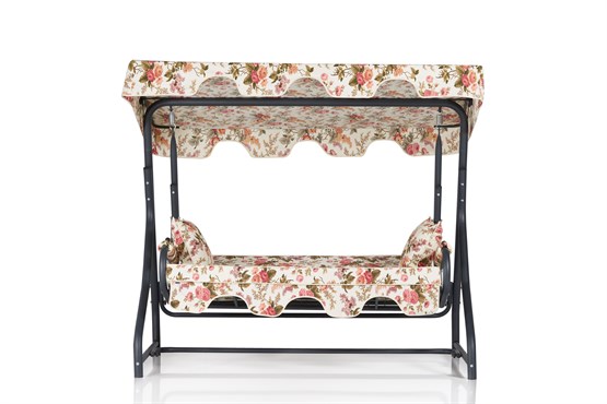 Erinöz Olea 3 Kişilik Bahçe Balkon Teras Salıncağı - İngiliz Gülü