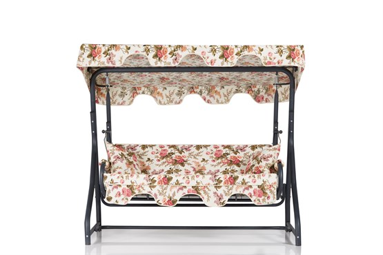 Erinöz Olea 3 Kişilik Bahçe Balkon Teras Salıncağı - İngiliz Gülü