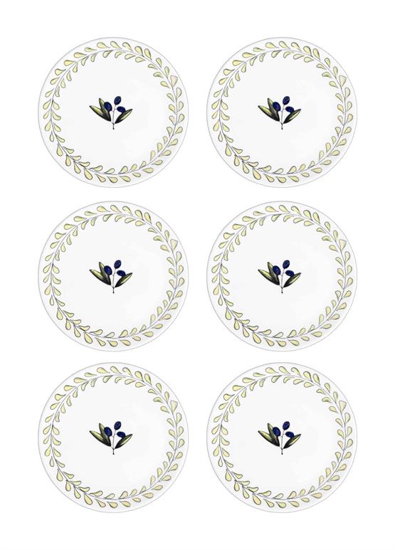 The Mia Olivos Yemek Tabağı 6lı Set 20 cm OVS0012