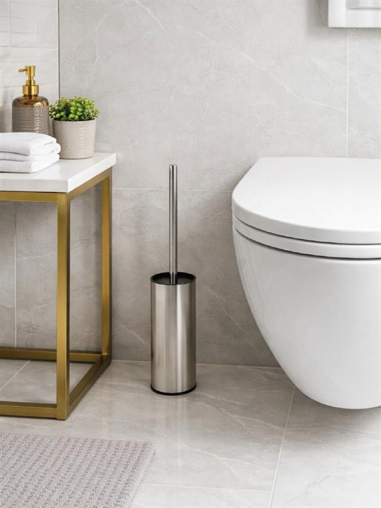 Paslanmaz Çelik İnce Silindir Tuvalet Fırçası – Modern, Şık WC Fırçası Ve Standı  VICHY-7048