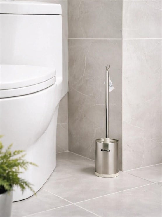 Paslanmaz Çelik Tuvalet Fırçası Ve Standı – Modern, Dayanıklı WC Fırçası Seti VICHY-7043