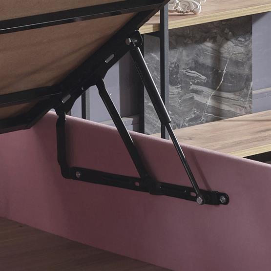 Pinky Baza ve Başlık - 120x200 cm Tek Kişilik Sandıklı Pembe Kumaş Baza ve Başlığı Silinebilir