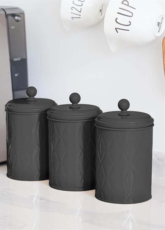 The Mia Prizma Çay Şeker Kahve Kavanozu Siyah 1 Lt