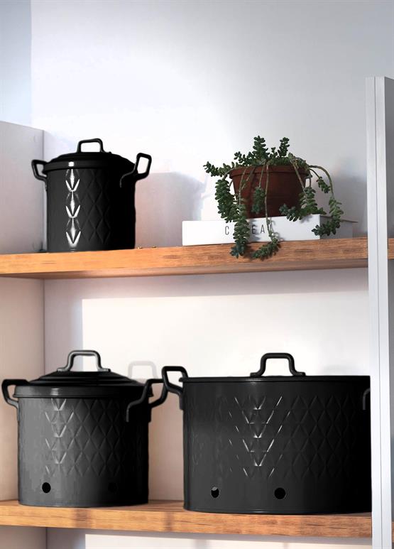 The Mia Prizma Patates Soğan Saklama Kabı 2 Hazneli Siya