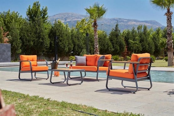 Erinöz Rio Alüminyum Bahçe Balkon Oturma Grubu 2+1+1+Sehpa - Antrasit