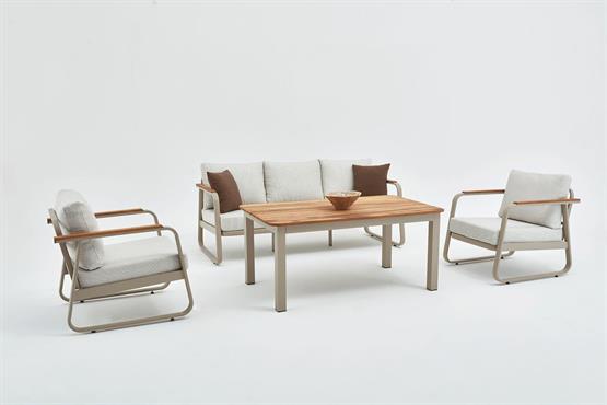 Erinöz Rio Alüminyum Bahçe Oturma Grubu 3+1+1+Yüksek Sehpa - Kum Rengi