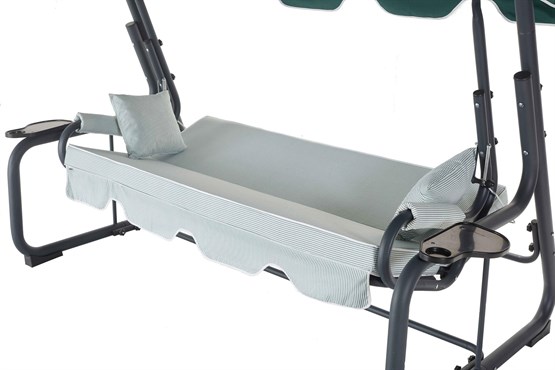 Erinöz Rubus 4 Kişilik Bahçe Balkon Teras Salıncağı - Minder: Yeşil Çizgili Tente: Yeşil