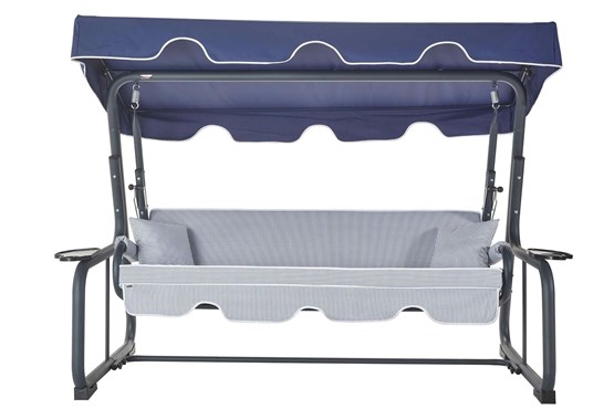 Erinöz Rubus 4 Kişilik Bahçe Balkon Teras Salıncağı - Minder: Lacivert Çizgili Tente: Lacivert