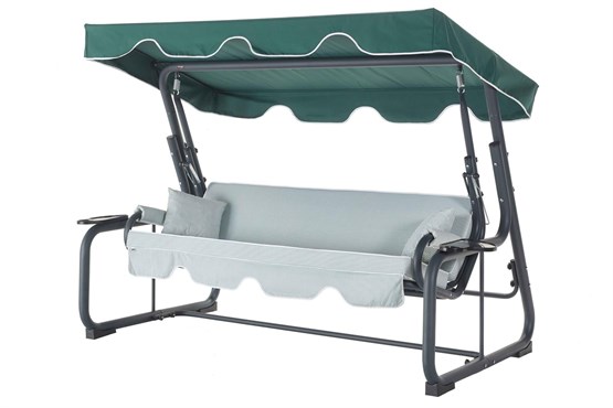 Erinöz Rubus 4 Kişilik Bahçe Balkon Teras Salıncağı - Minder: Yeşil Çizgili Tente: Yeşil