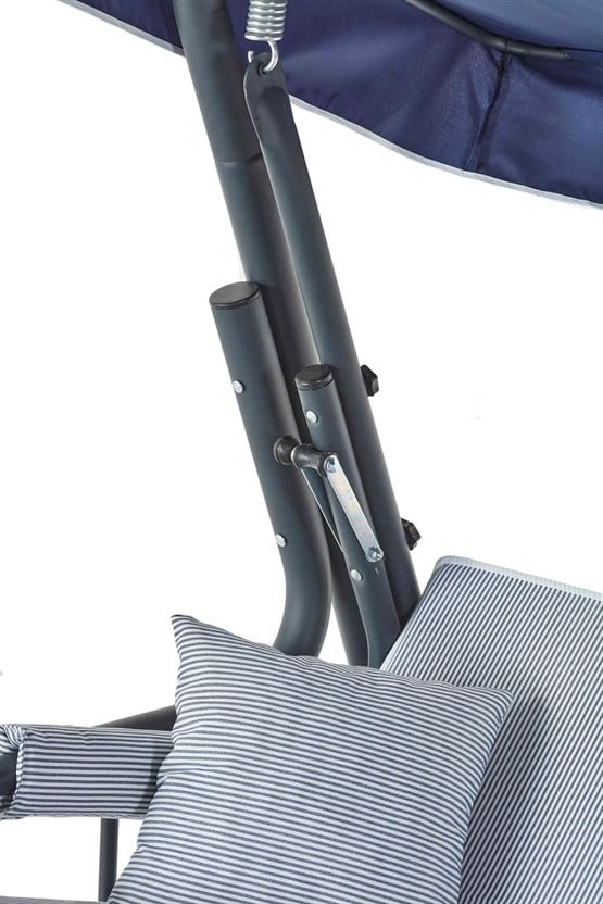 Erinöz Rubus 4 Kişilik Bahçe Balkon Teras Salıncağı - Minder: Lacivert Çizgili Tente: Lacivert